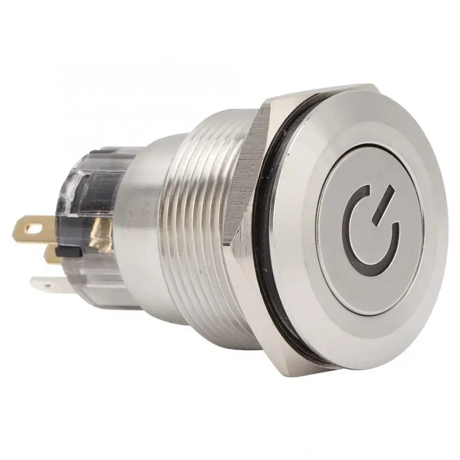 22mm Button Switch,20Pcs Stainless Steel Button Switch,Automatic Reset Button Switch,Flat Ring Head with Light Button Switch Blue 22mm Button Switch,20Pcs Stainless Steel Button Switch,Automatic Reset Button Switch,Flat Ring Head with Light Button Switch Blue
