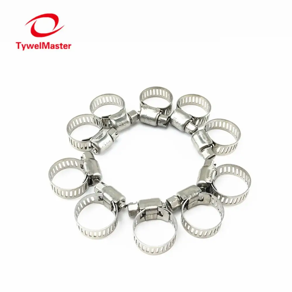 

Pipe Clamps 9-16mm 10pcs Stainless Steel Screw Band Hose Clips Fuel Hose Pipe Clamps
