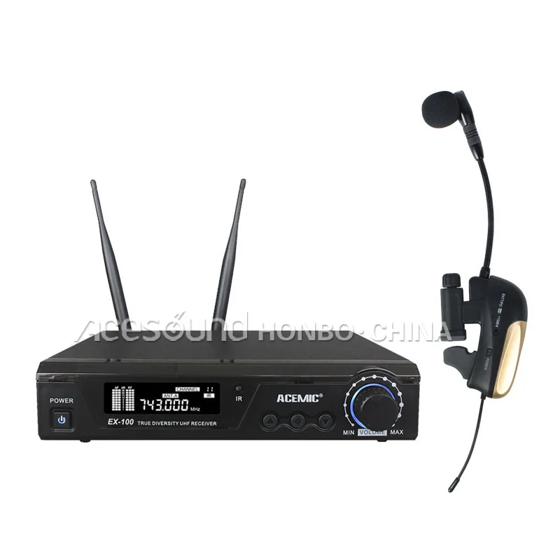 ACEMIC Профессиональный UHF Беспроводной саксофон микрофон на раструб беспроводной