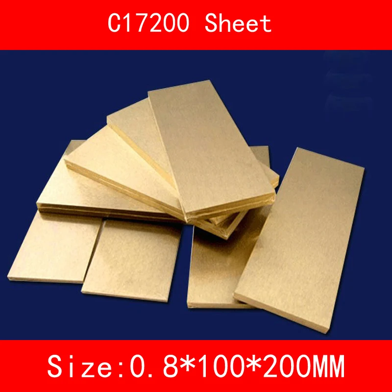 0.8 * 100 * 200mm Beryllium Bronze Sheet Plate of C17200 CuBe2 CB101 TOCT BPB2 Mould Material