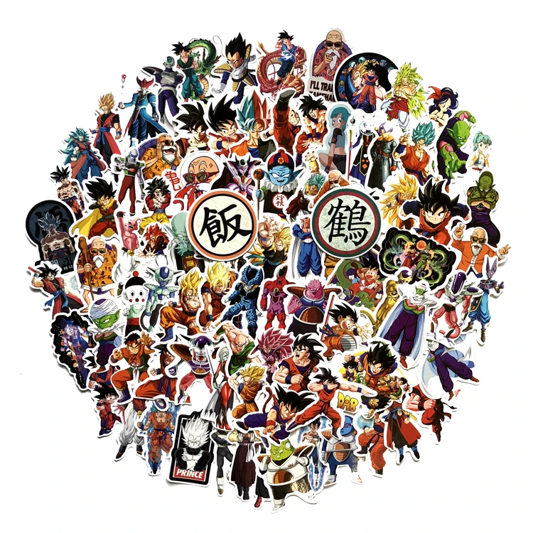 

100Pcs/lot Anime Dragon Ball Stickers Super Saiyan Goku Stickers Decal For Snowboard Luggage Car Fridge Laptop Sticker