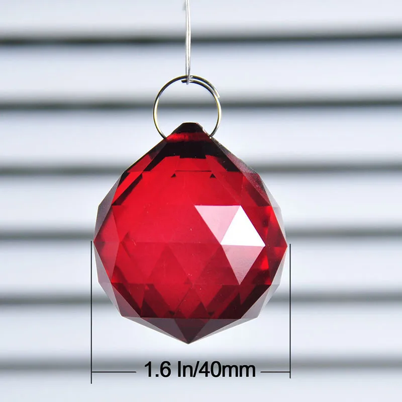 Red 40mm Faceted  K9 Crystal Ball Prisms Glass Chandelier Crystal Parts Hanging Lighting Ball Suncatcher Wedding Home Decortion (3)