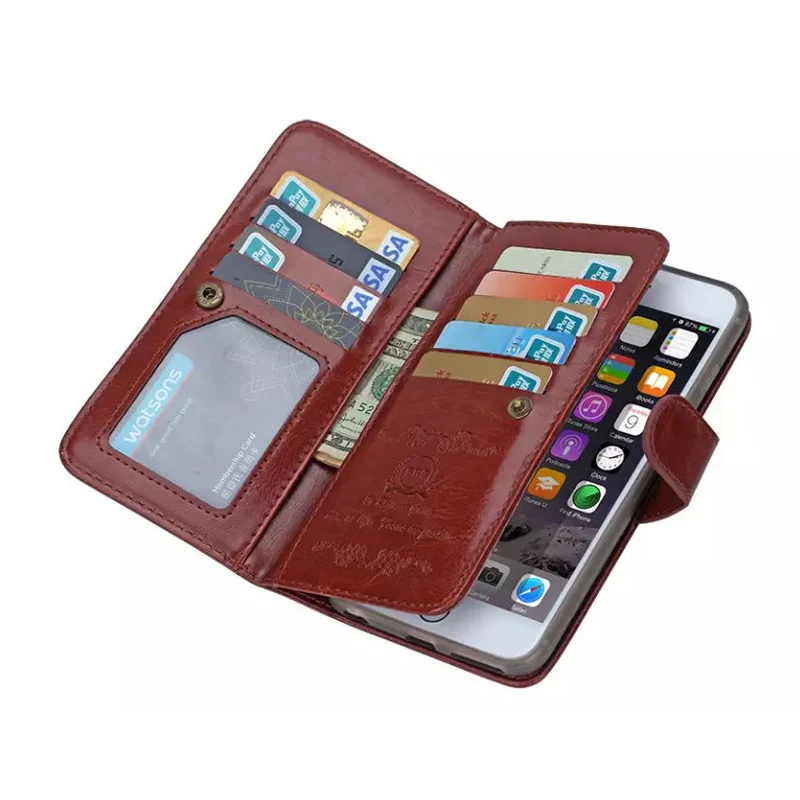 Coque чехол для iPhone 6 s Plus и кожаный деловых телефонов 9 держатель кредитных карт 2 в 1