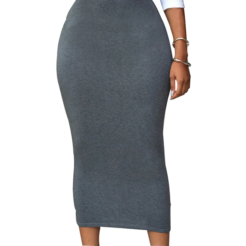 High Waist Bodycon Skirt For Women Mid Calf Casual Skirt Office Lady OL ...