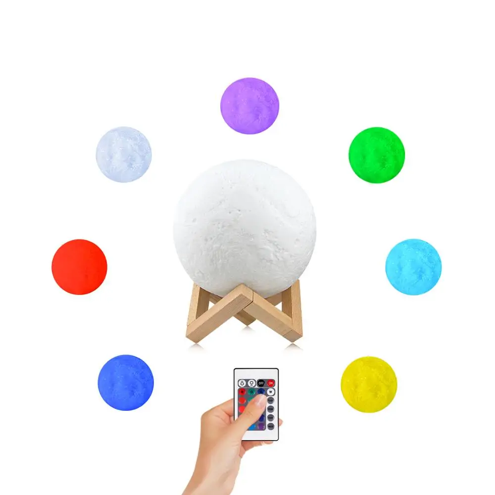 Светодиодный ночник 3D RGB Moon lamp 2 цвета/16 цветов сенсорный датчик украшение для