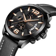 CUENA Men Watches Analog Quartz Wrist Watch Stopwatch Luminous Hands Leather Strap 30M Waterproof Wristwatches Relogio Masculino CUENA Men Watches Analog Quartz Wrist Watch Stopwatch Luminous Hands Leather Strap 30M Waterproof Wristwatches Relogio Masculino