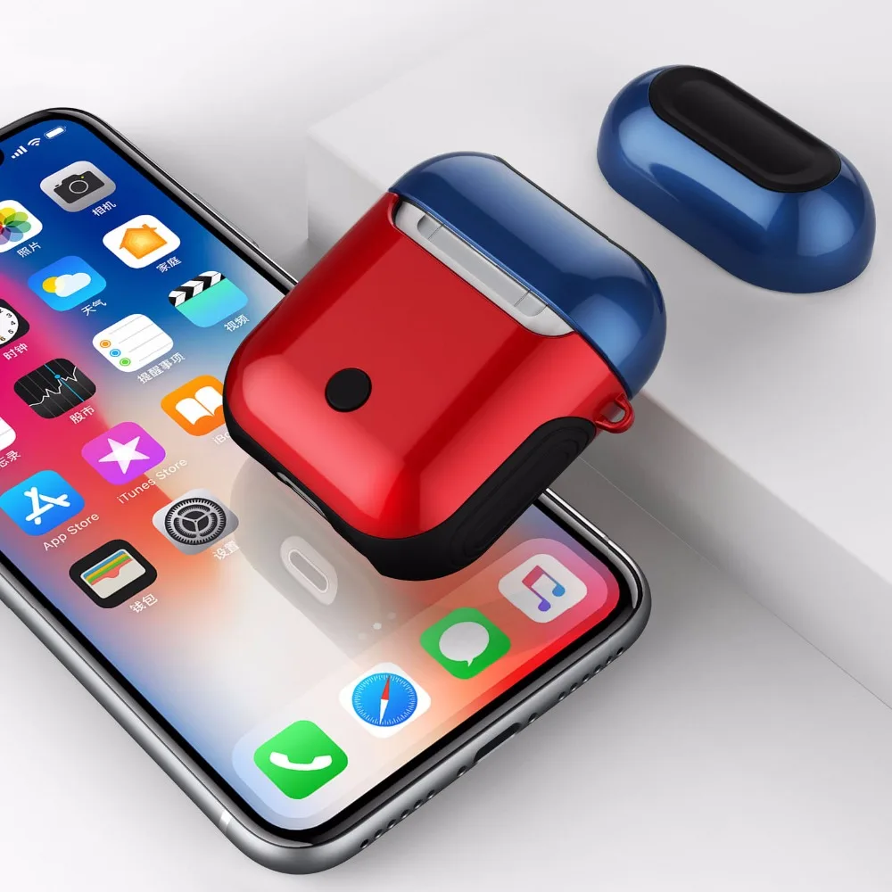 50 шт./лот УФ Лаки TPU + PC силиконовый защитный чехол для AirPods Новое поступление чехол для Apple Airpods загрузочной коробки