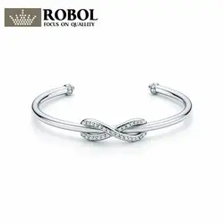 ROBOL TIFF 925 пробы серебро оригинальный вечная жизнеспособность цепь браслет под "Тиффани" для Для женщин Аутентичные Fine Jewelry Рождественский