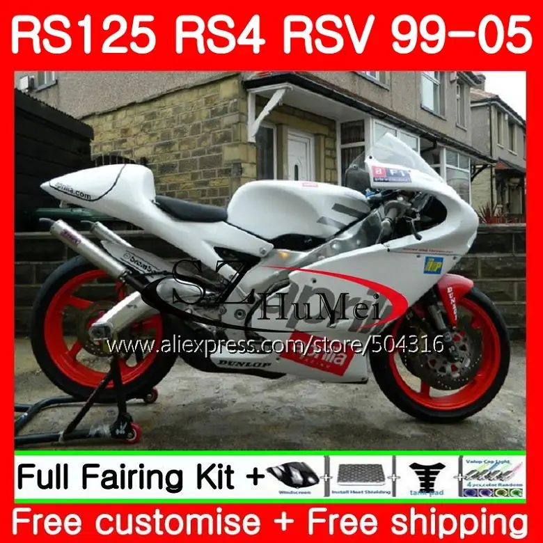 

glossy white Body For Aprilia RS 125 1999 2000 2001 2002 2003 2005 84SH8 RS4 RS-125 RSV125 RS125 99 00 01 02 03 04 05 Fairings