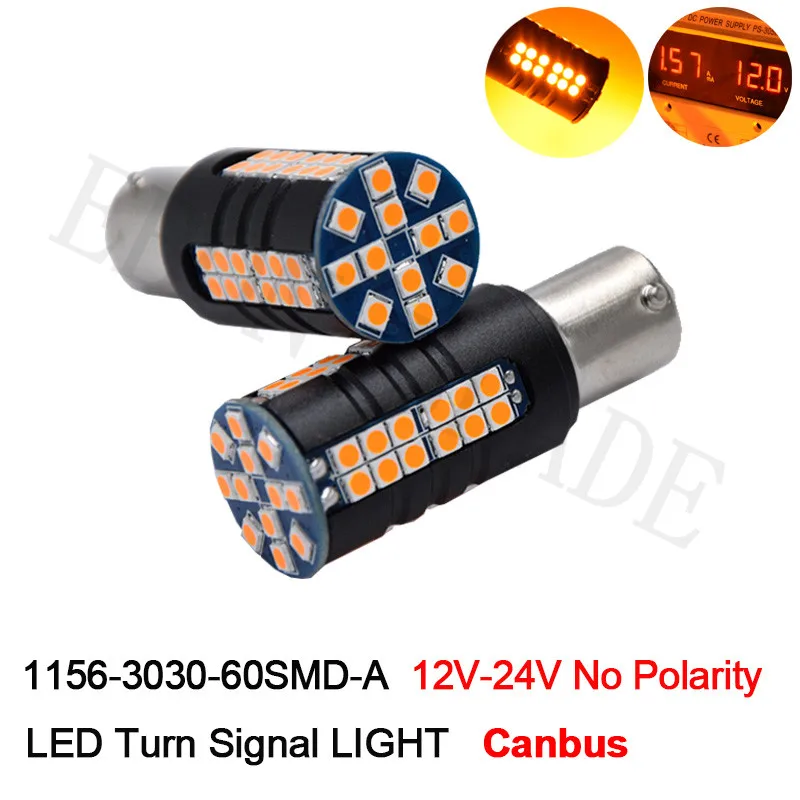 

2Pcs Canbus No Error 1156 P21W 7506 LED Bulbs BA15S No Hyper Flash 21W Amber Yellow Orange Car LED Turn Signal Bulb Lamps 12-24v