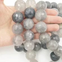Lii Ji натуральный камень облачно Кварц Круглые граненые бусы приблизительно 4 6 20 мм 39 см DIY ювелирных изделий браслет ожерелье
