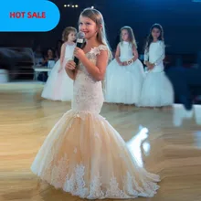 Lace Flower Girls Dresses Girl's Pageant Dresses Custom Scoop Neck Appliques Sleeveless Layered Tulle Style cute sleeveless scoop neck striped flower embellished dress for girls