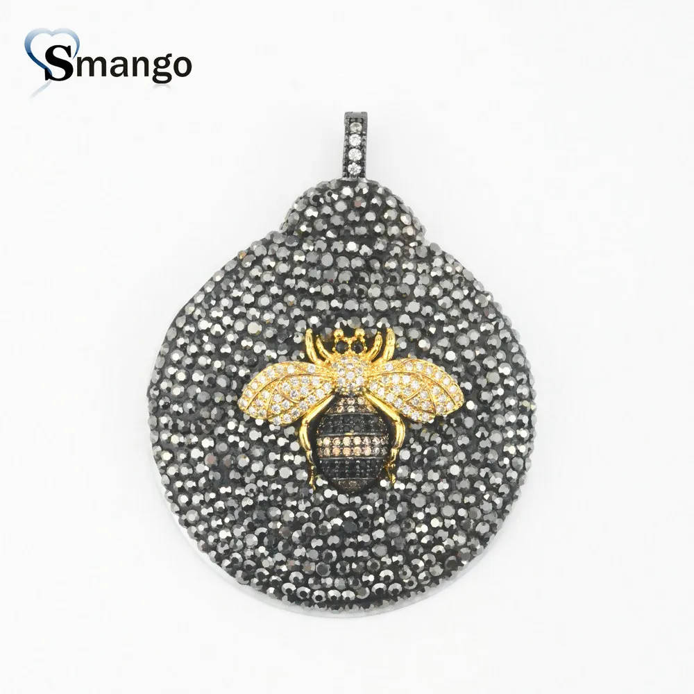 

The Shape of Bee Pendant with Black Crystal.3 Pieces