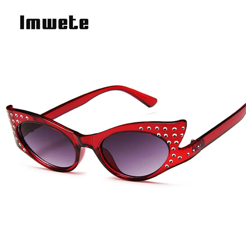 

Imwete Rhinestone Women Sunglasses Classic Cat Eye Designer Sun Glasses Shades UV400 Female Luxury Red Sunglass Goggles