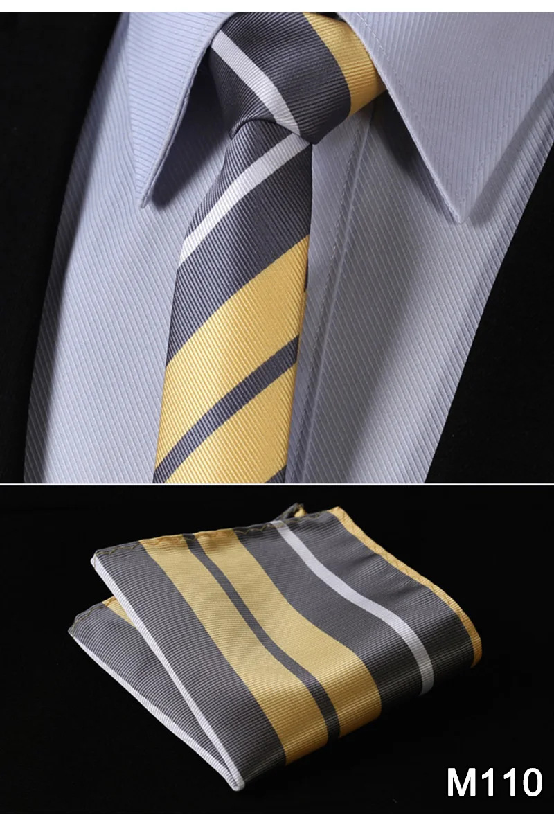 Полосой точки 2.1" Шелковый Свадьба тонкий узкий Для мужчин галстук платок Набор# M1 платок классический свадьбу