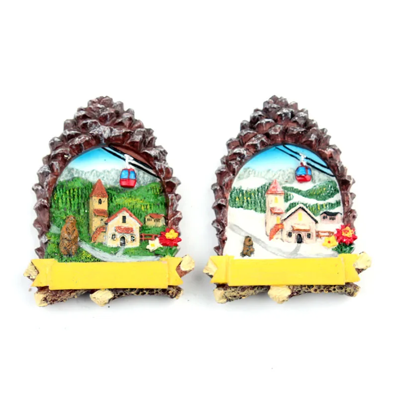 

2Pcs World Travel Tourism Souvenirs Fridge Magnets 3D Resin Handmade Magnetic Refrigerator Sticker Home Decoration
