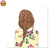 Картина по номерам художественная краска по номеру вид сзади рисование на цветок из текстиля одежда девушка оплетка девушка мышление