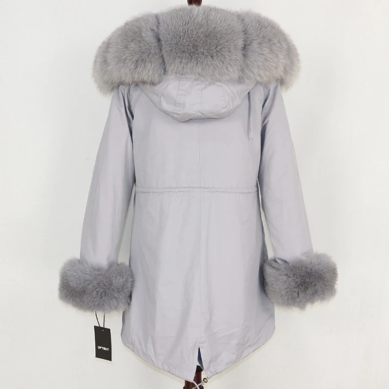 OFTBUY 2019 парка натуральный мех пальто зимняя куртка Для женщин натуральный бренд Fox Fur Trim капюшоном толстые теплые уличная расцепная верхняя