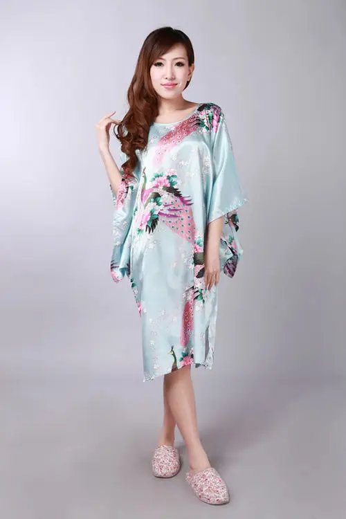 Модный брендовый халат, Женская нарисованная кафтан, ночные рубашки, халат, платье, пижама с павлином, кимоно
