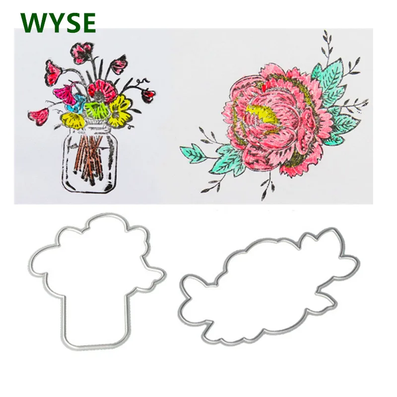 Flower Stamp Dies Set Clear Stamps and Flower Frame Metal Cutting Dies