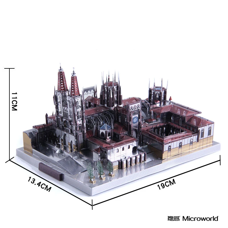 Microworld 3D Metal Puzzle Burgos Cathedral Spanish Architecture DIY Assemble Model Kits Adult Education Toy Collection Decor