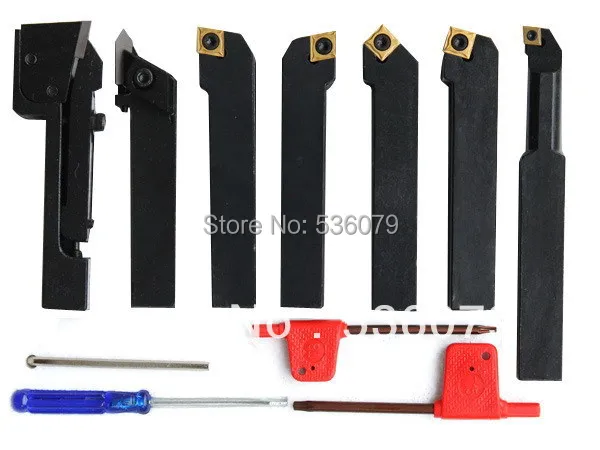 

16mm 7pcs/set tincoated indexable carbide turning tool set for CNC machine, Tincoated cutting tool set, best quality in China.