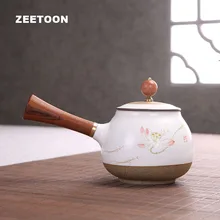 200 мл японский грубая керамика ручная роспись Лотос ручка сбоку Чай горшок кунг-фу Чай комплект Кофе Чай чайник творческий дом орнамент