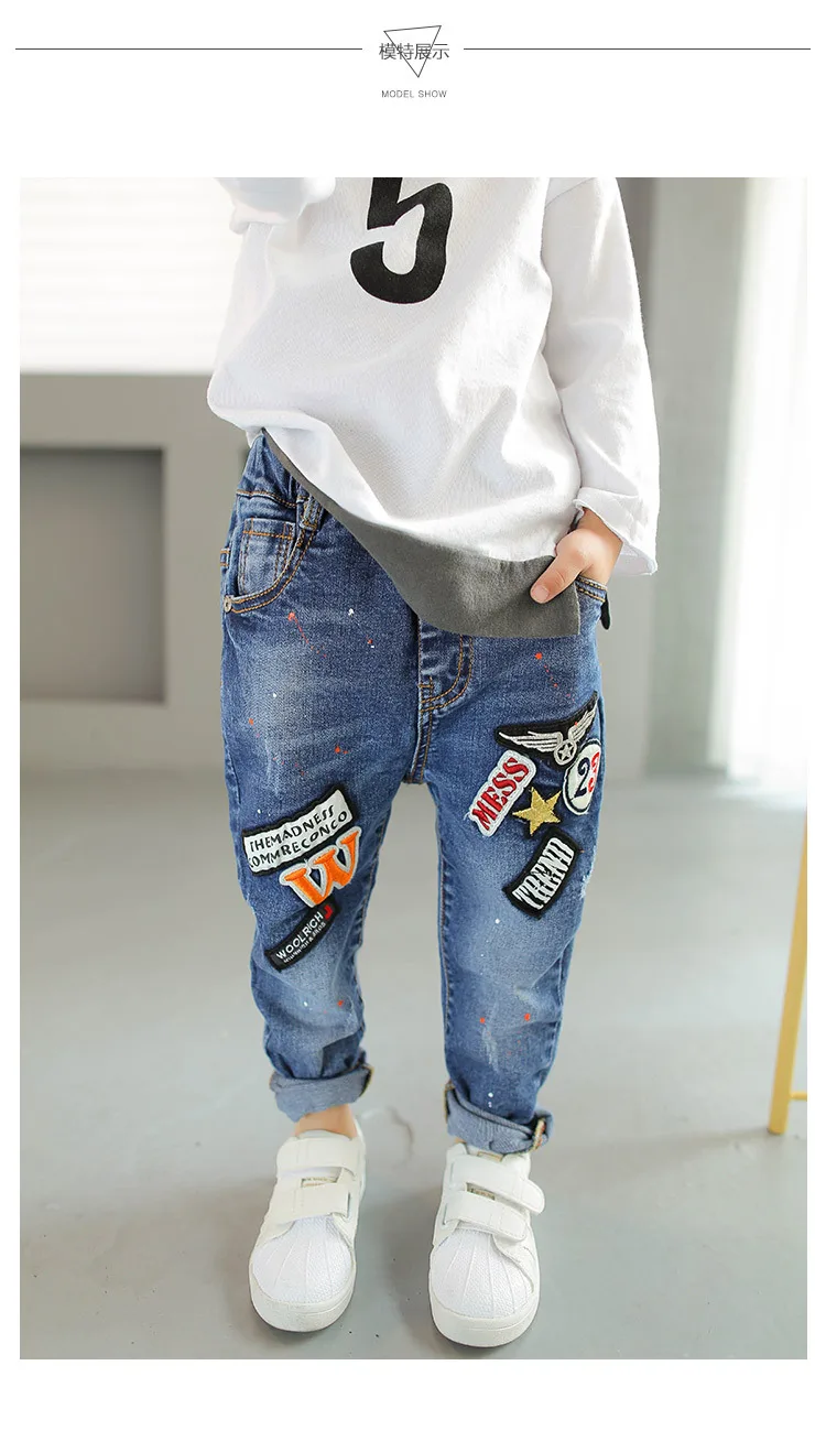 Новые джинсы для мальчиков в Корейском стиле, джинсы для девочек, повседневные джинсовые брюки,, От 2 до 6 лет