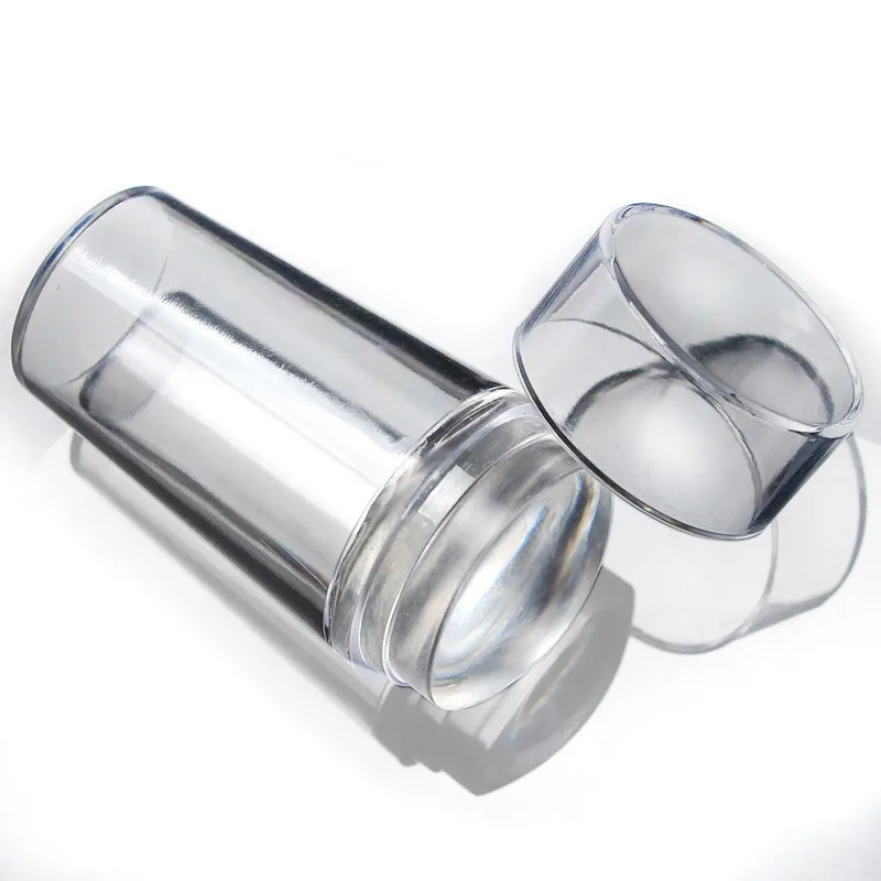 

1set New Design Jelly Silicone Nail Art Stamper Scraper with Cap Transparent 2.8cm Nail Stamp Stamping Tool High Quality