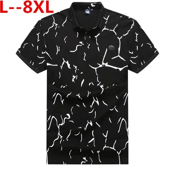

Big size 8XL 7XL 6XL 5XL 2019 Summer T-shirt Men Shirt Short Sleeve Men's T-shirt Plus Size Men T Shirt Cotton Turn-down Collar
