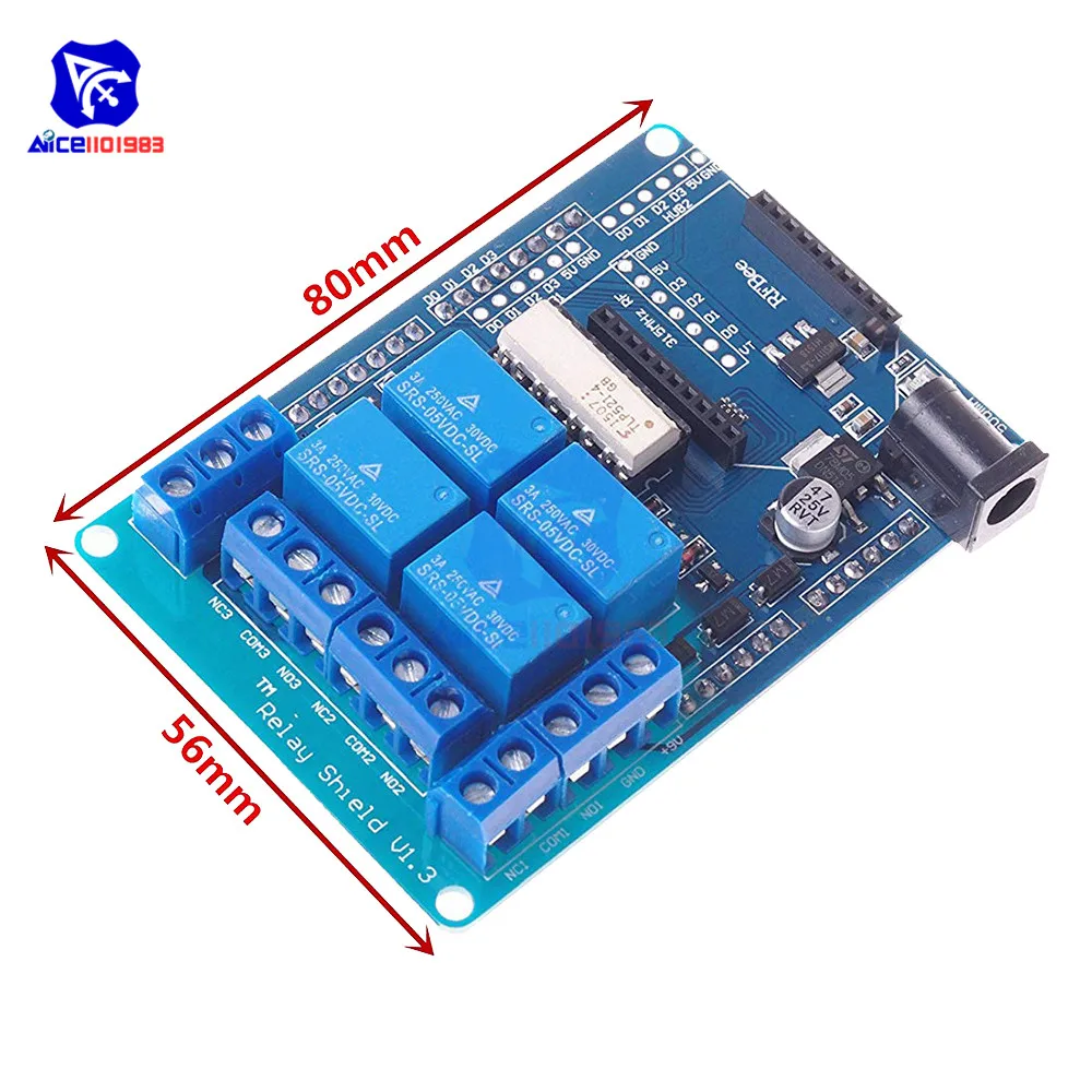 4 канала 5 В релейный модуль Плата расширения Релейный Щит V1.3 для Arduino Xbee программируемая Плата развития