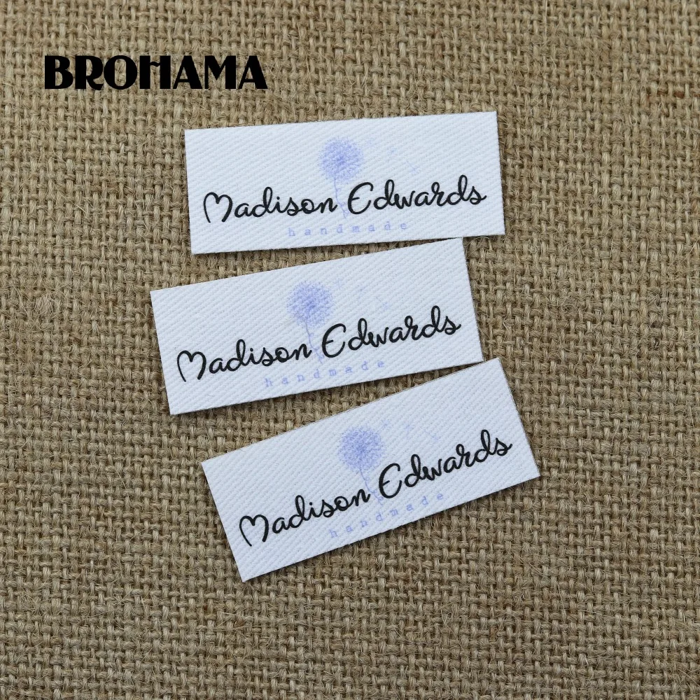 

64 pieces Custom logo labels, Name iron on label, Custom Clothing tags, Organic Cotton Labels