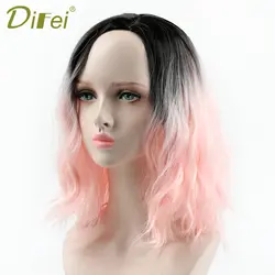 DIFEI 4 цвета химическое Короткие вьющиеся боб парики черный, Розовый Красный Ombre парики леди ежедневно костюм Косплэй натуральных волос