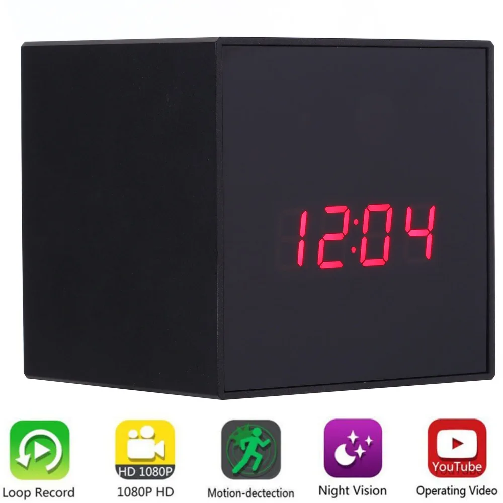 1080P IP Camera Wifi Clock Camera 2MP 90 Degree Infrared Night Vision Video Surveillance Camera CCTV