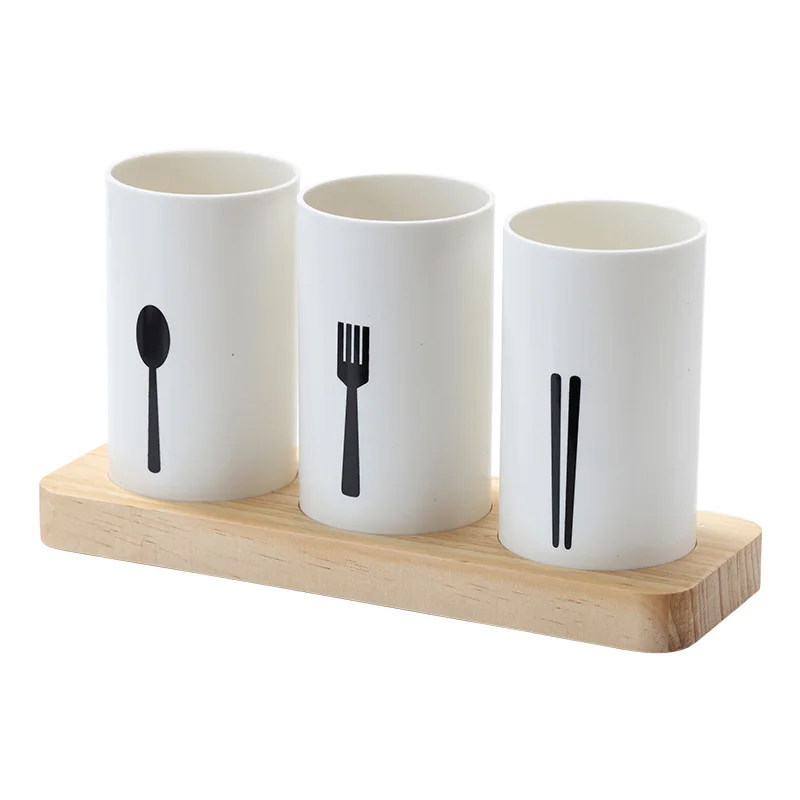

HOT Oak Base Chopsticks Barrel Tableware Sanitary Convenient Kitchen Draining Rack TI99