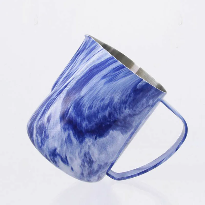 Толще SUS 304 нержавеющая сталь кофе кувшин бариста шестерни латте арт 600 мл кофе вспенивание молока кофе кувшин - Цвет: Небесно-голубой