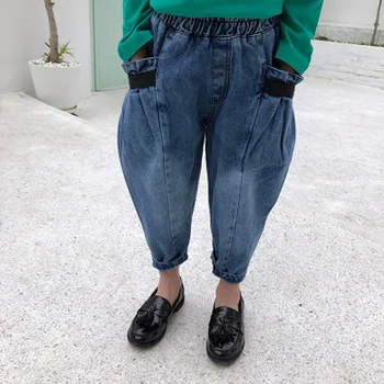 

2 3 4 5 6 7 Years Girls Jeans Fashion Elastic Waist Big Pocket Harem Pants Casual Toddler Trousers Spring Autumn Children Pants