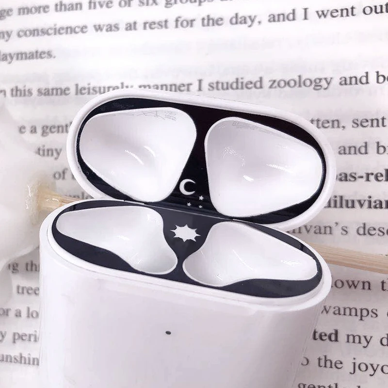 Стикер для наушников Airpods 2 защита от пыли для Air Pods 1 гарнитура ультратонкий протектор пленка Шаблон Матал наклейка защита кожи