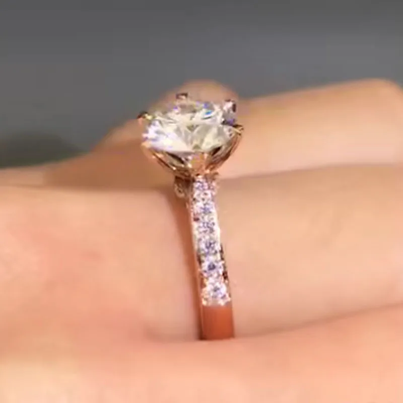 2 карат 18K розовое золото Moissanite бриллиантовое кольцо роскошная Корона сердце