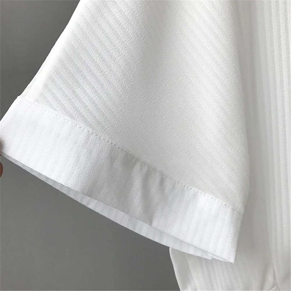 Short Style Loose Chest Women Blouse Shirt 2018 Summer V Neck Casual Short Shirt Chiffon Half Sleeve Dating Blouse campus Shirt (11)