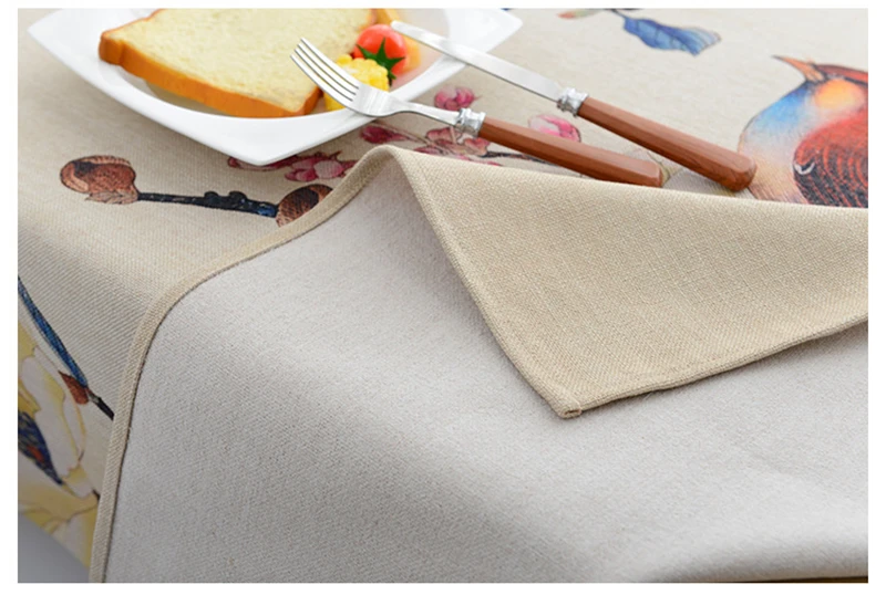 Digital Printed Pastoral Table Cloth For Table Cover Flower Bird Waterproof Polyester Fabric Tableclothes For Rectangular Tables
