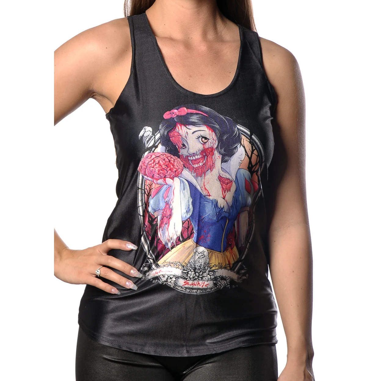 Women's Zombie Snow White Tank Top Medium Black