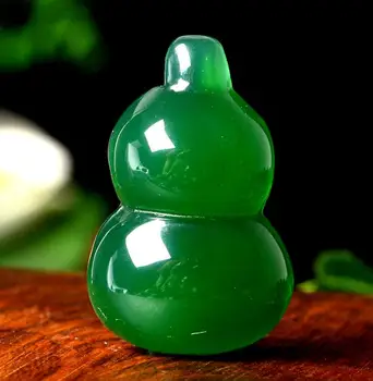 

Green agate chalcedony gourd pendant single-sided gourd pendant cb65#