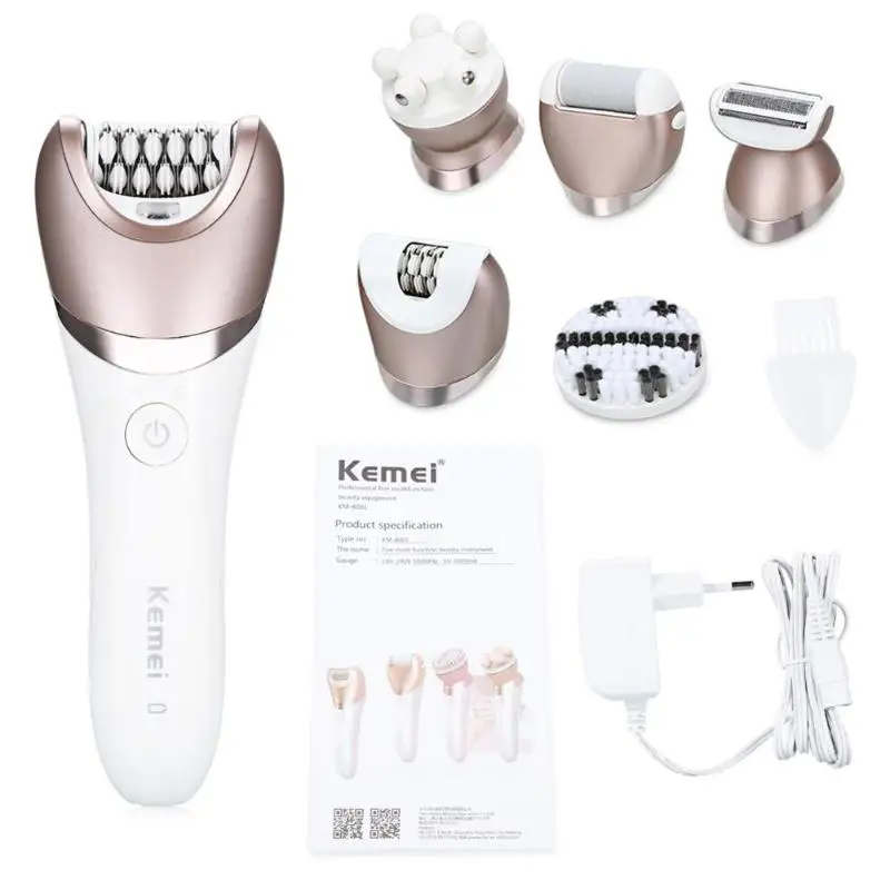 Kemei KM-8001 электрический эпилятор 5 в 1 перезаряжаемая Бритва для удаления волос Регулируемый прибор для бритья