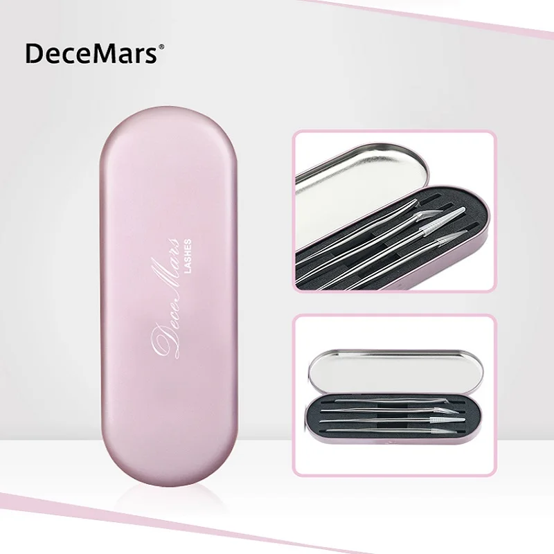 

DeceMars Pink Portable Eyelash Tweezers Box Private Label Lashes Extensions Tools Bag Eyelashes Tweezers Cosmetic Case Blue