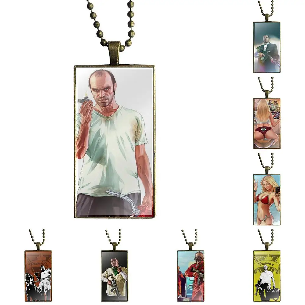 

Grand Theft Auto Gta 5 V Glass Pendant Galaxy Pendant Necklace Women Bronze Plated Necklaces Jewelry For Women Gifts Boy