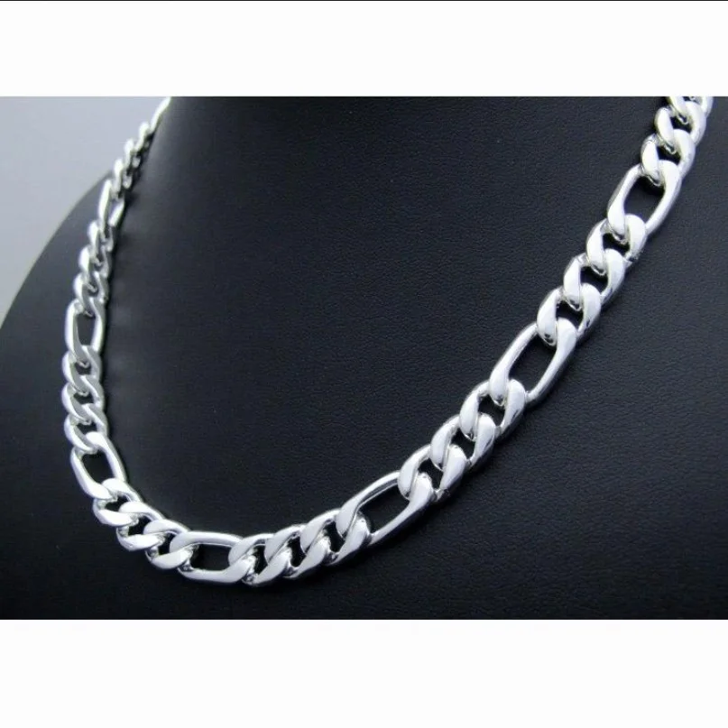 Men's Classic Jewellery 925 Sterling Silver Figaro Chain Necklace 10mm
