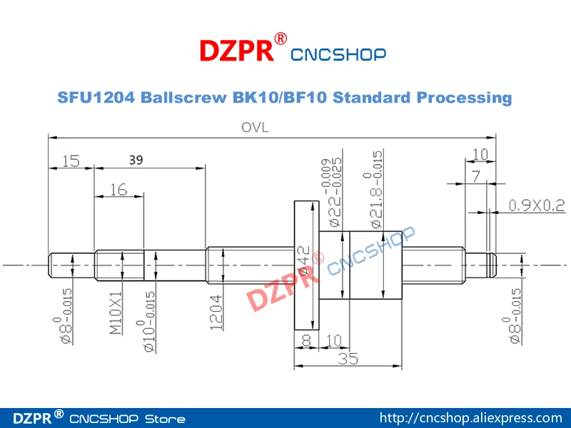 Шаровой винт DZPR с ЧПУ детали SFU1204 RM1204 12 мм 100 200 300 400 450 500 550 торцевой обработкой|ball