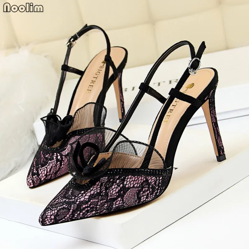 NOOLIM/Модная пикантная Женская обувь в европейском стиле на высоком каблуке для банкета вечерние босоножки со стразами на шнуровке с пряжкой, 313-5