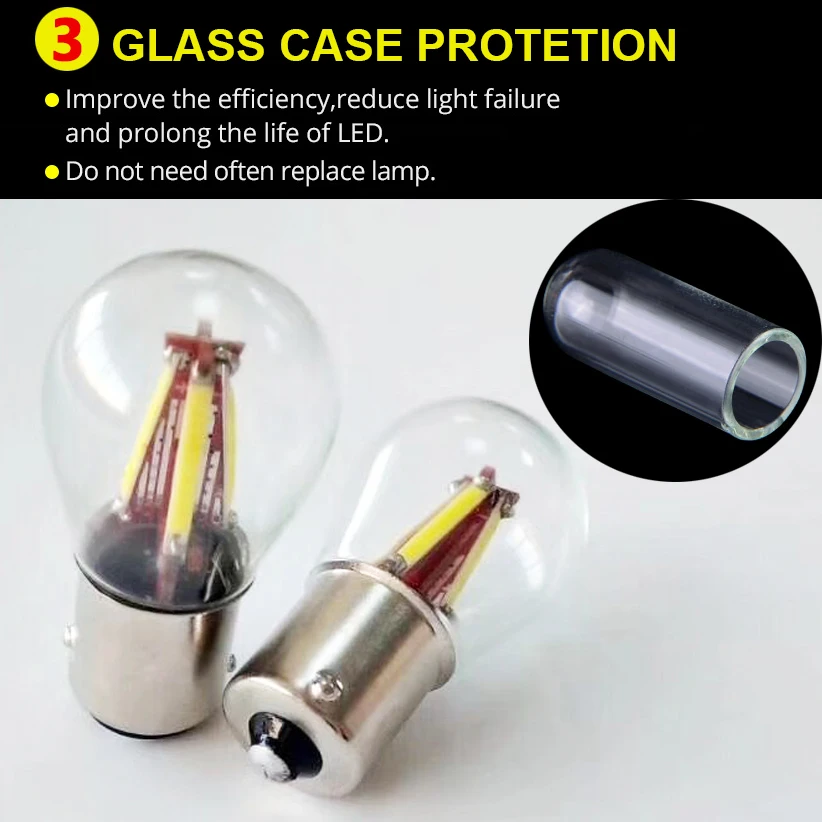 2 шт. 4 филамента чип LED P21W Ba15s Bay15d Автомобильный свет 1156 1157 P21/5 Вт авто автомобиль